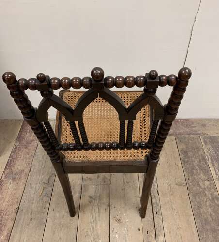 C19th English bobbin chair with rattan