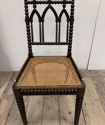 C19th English bobbin chair with rattan