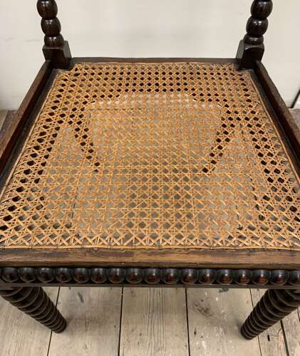 C19th English bobbin chair with rattan