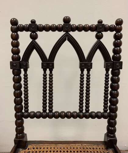 C19th English bobbin chair with rattan