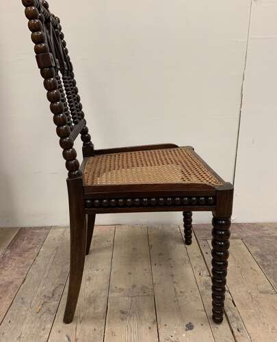 C19th English bobbin chair with rattan