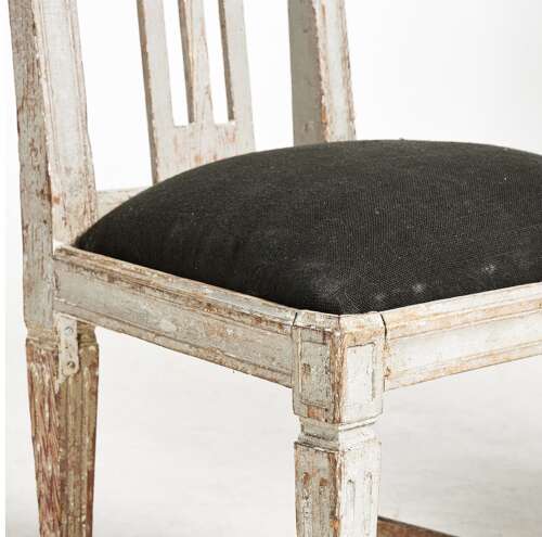 C19th Swedish Gustavian set of (4) painted dining chairs