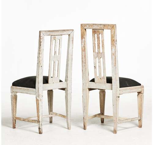 C19th Swedish Gustavian set of (4) painted dining chairs