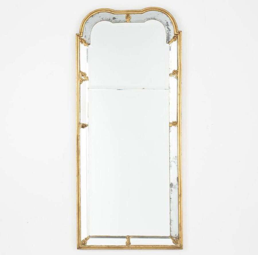 C18th rococo Swedish mirror with gilt decoration