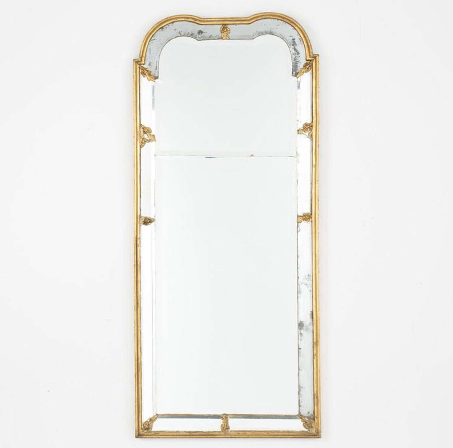 C18th rococo Swedish mirror with gilt decoration
