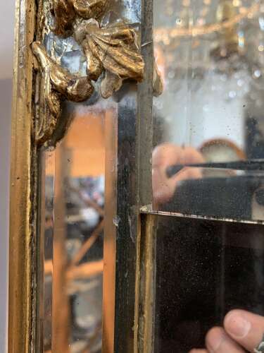 C18th rococo Swedish mirror with gilt decoration