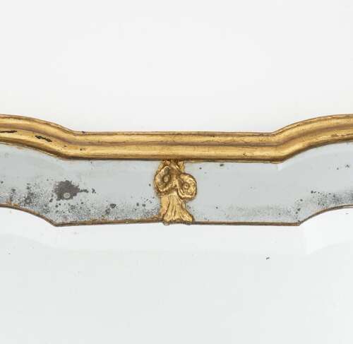 C18th rococo Swedish mirror with gilt decoration