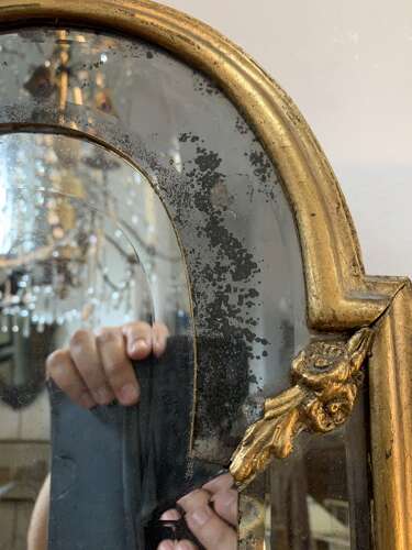 C18th rococo Swedish mirror with gilt decoration