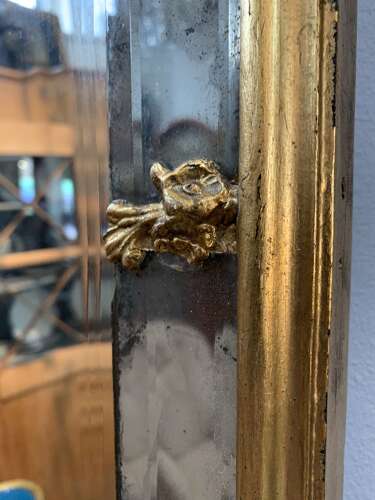 C18th rococo Swedish mirror with gilt decoration