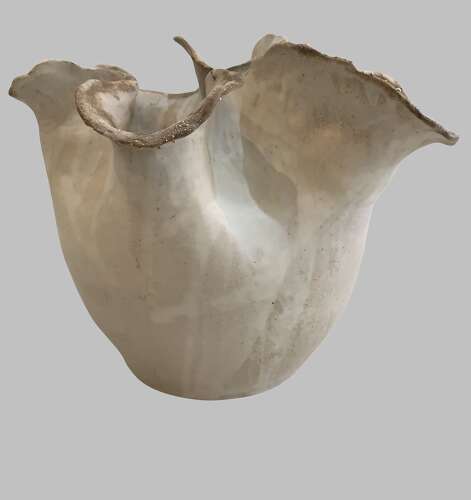 Anna Scholz hhandmade ceramic ‘Argent’ vase with silver accents