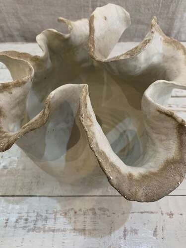 Anna Scholz hhandmade ceramic ‘Argent’ vase with silver accents