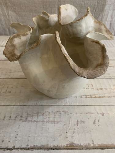 Anna Scholz hhandmade ceramic ‘Argent’ vase with silver accents