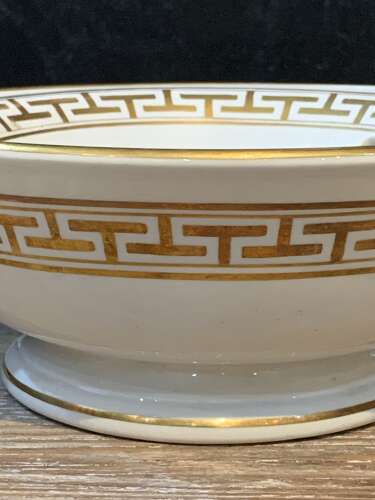 C19th minton sponge dish with gilt Greek key design