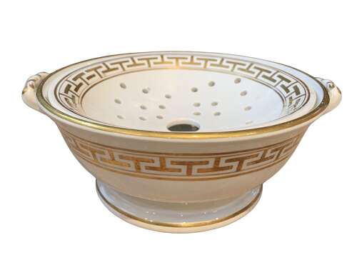 C19th minton sponge dish with gilt Greek key design