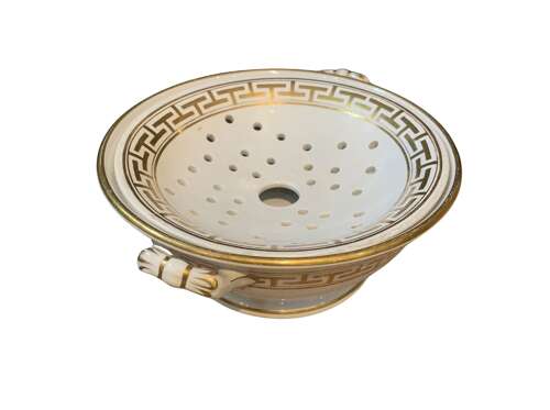 C19th minton sponge dish with gilt Greek key design