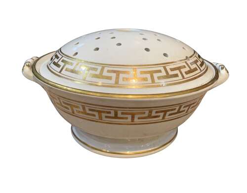 C19th minton sponge dish with gilt Greek key design