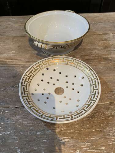 C19th minton sponge dish with gilt Greek key design