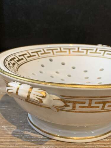 C19th minton sponge dish with gilt Greek key design
