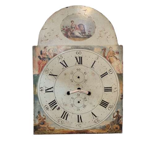 Circa 1800s iron clock face with painted continents decoration