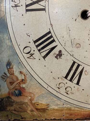 Circa 1800s iron clock face with painted continents decoration