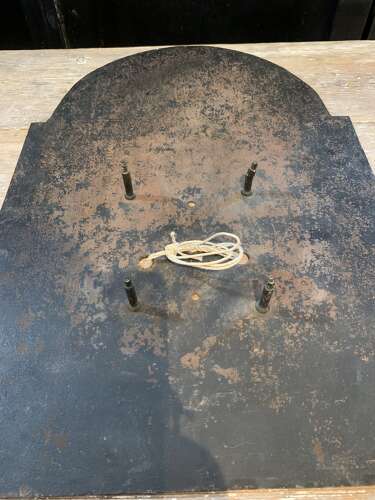 Circa 1800s iron clock face with painted continents decoration