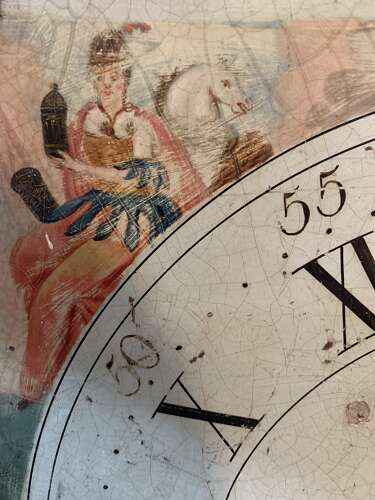 Circa 1800s iron clock face with painted continents decoration