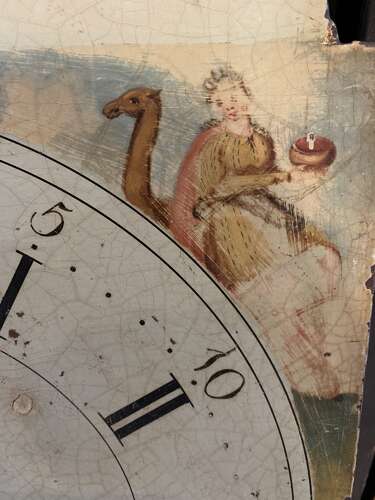 Circa 1800s iron clock face with painted continents decoration