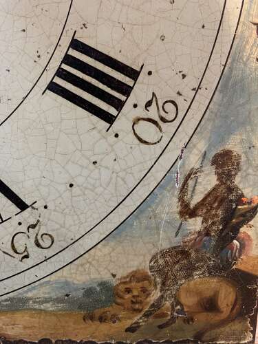 Circa 1800s iron clock face with painted continents decoration