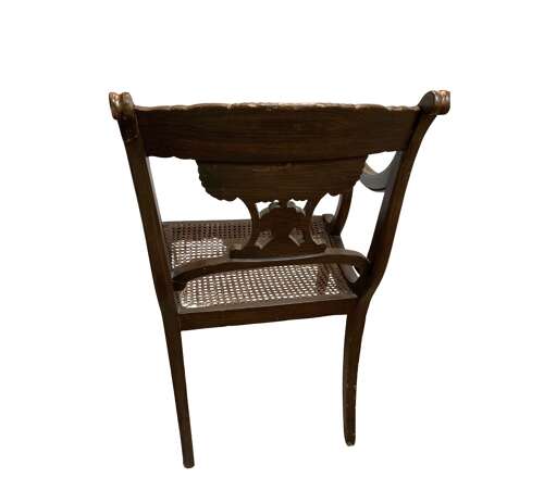 C1830s painted open armchair with cane seat
