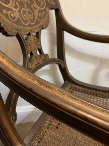 C1830s painted open armchair with cane seat