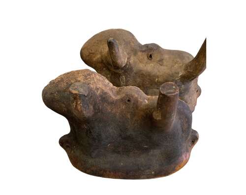 Five C19th Alsatian terracotta cake moulds in lamb form  Alsace