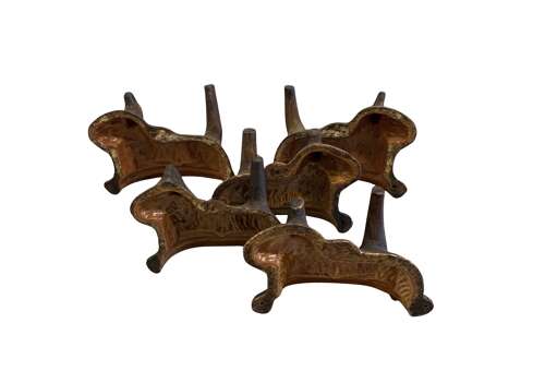 Five C19th Alsatian terracotta cake moulds in lamb form  Alsace