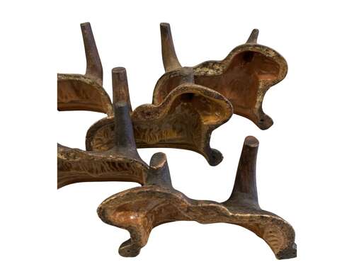 Five C19th Alsatian terracotta cake moulds in lamb form  Alsace