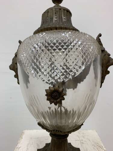 C19th style cut glass bases with decorative metal swags