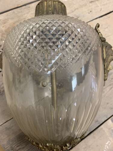 C19th style cut glass bases with decorative metal swags