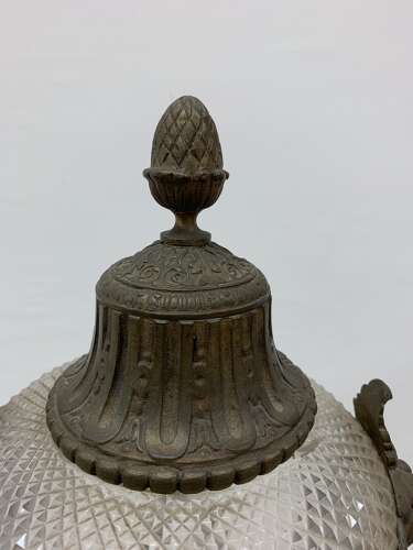 C19th style cut glass bases with decorative metal swags