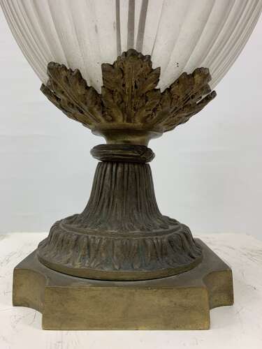 C19th style cut glass bases with decorative metal swags
