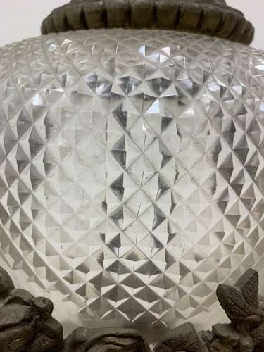 C19th style cut glass bases with decorative metal swags
