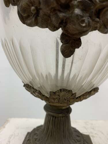 C19th style cut glass bases with decorative metal swags