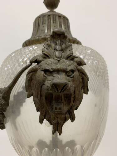 C19th style cut glass bases with decorative metal swags