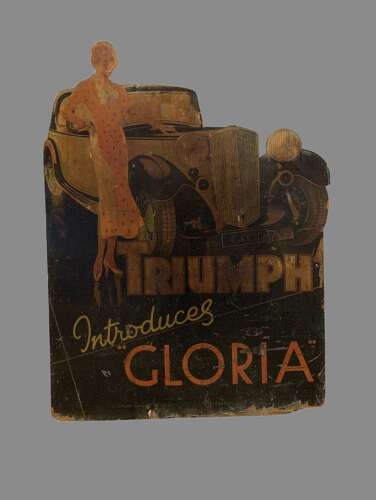 1930s Triumph Gloria car advertising board