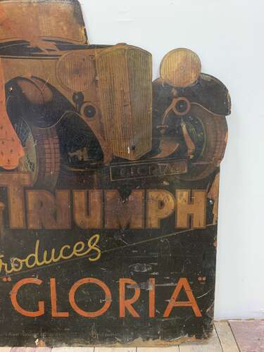 1930s Triumph Gloria car advertising board