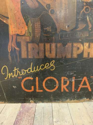 1930s Triumph Gloria car advertising board