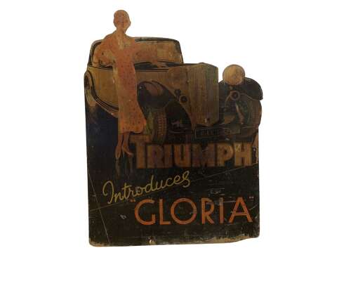 1930s Triumph Gloria car advertising board