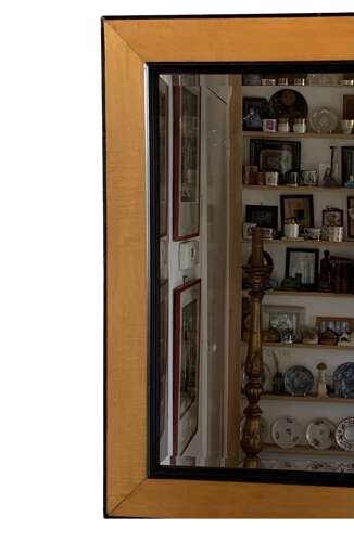 C1900 french birch mirror with ebonised border