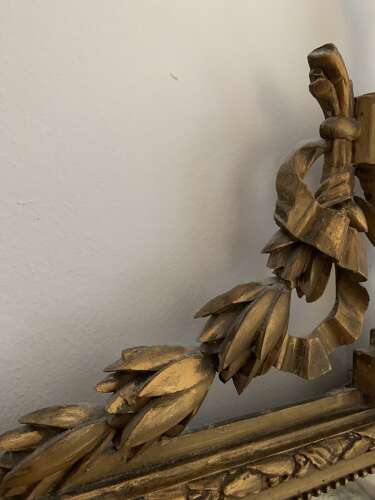 C19th French gilded mirror with urn detail