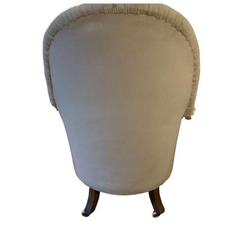 C19th Large English armchair with buttoned back scrolling arms