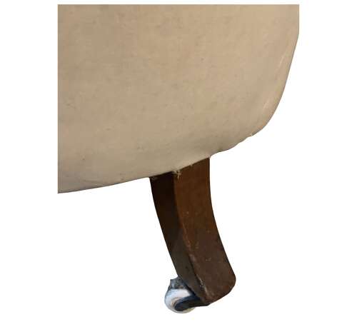 C19th Large English armchair with buttoned back scrolling arms