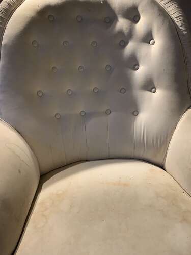C19th Large English armchair with buttoned back scrolling arms