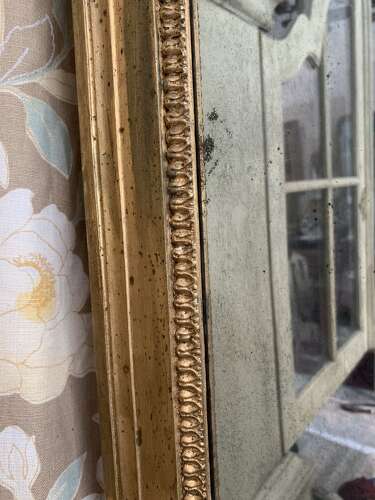 Circa 1800 Swedish Gustavian gilt mirror with blue detail